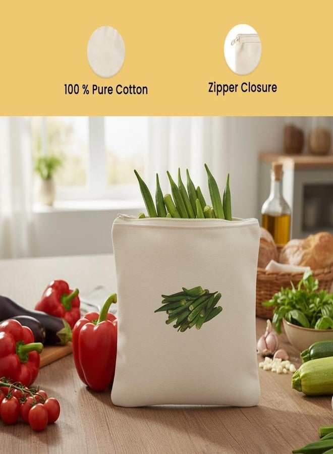 AERROW QUICK أكياس خضراوات قطنية قابلة لإعادة الاستخدام بنسبة 100% من AERROWQUICK - أكياس خضراوات عضوية قابلة للغسل - منظم خضراوات قماشي صديق للبيئة وخالٍ من البلاستيك | 12 × 12 بوصة | عبوة من 10 أكياس - Image 2